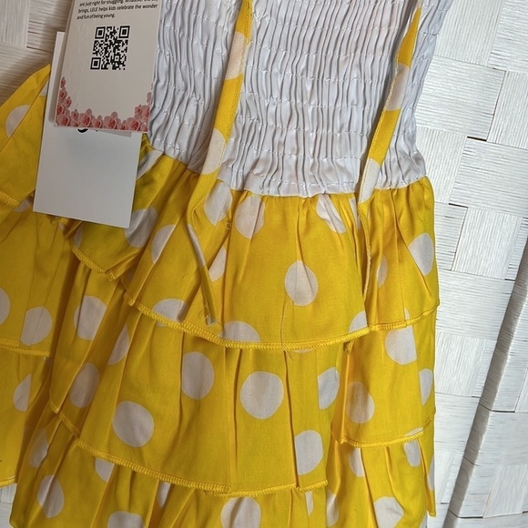 YELLOW 3 Tiers Ruffles Tutu Cotton Dress - Picture 7 of 8